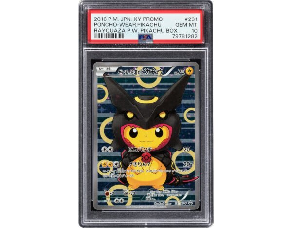 Poncho-Wearing Rayquaza Pikachu Black Pokemon Promo Japanese 231/XY-P PSA 10